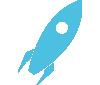 Planet Professional rocket icon in light blue